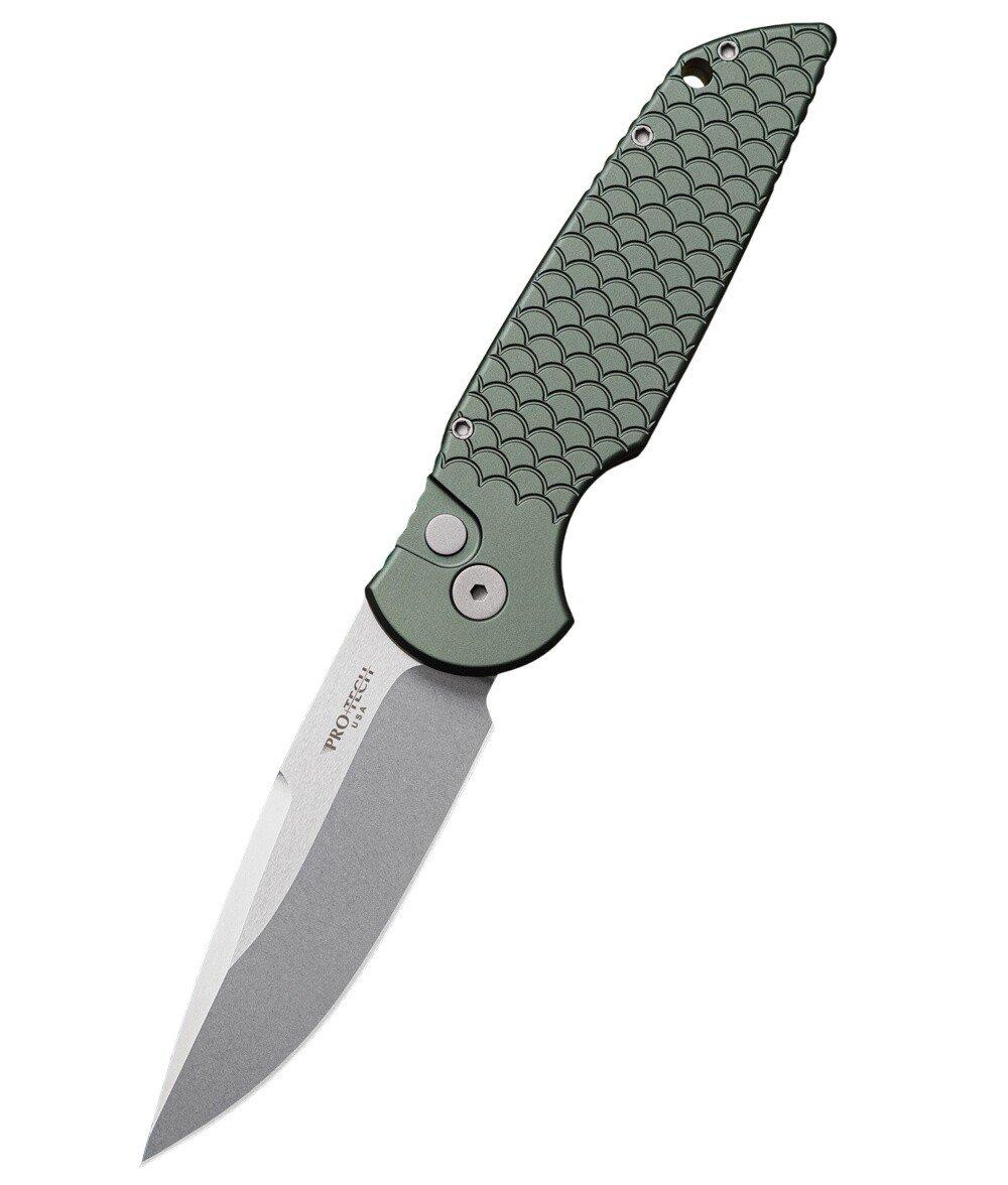 Pro-Tech TR-3 X1 Tactical Response III Stonewashed Fish Scale Drop Point Folding Automatic Knife - Pro-Tech