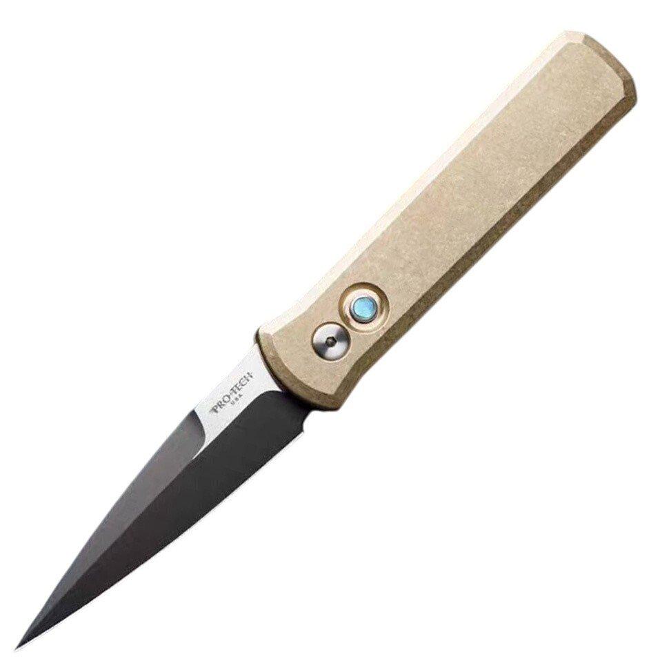 Pro-Tech 7111 Godson Limited Edition AlBronze Spear Point Folding Automatic Knife - Pro-Tech