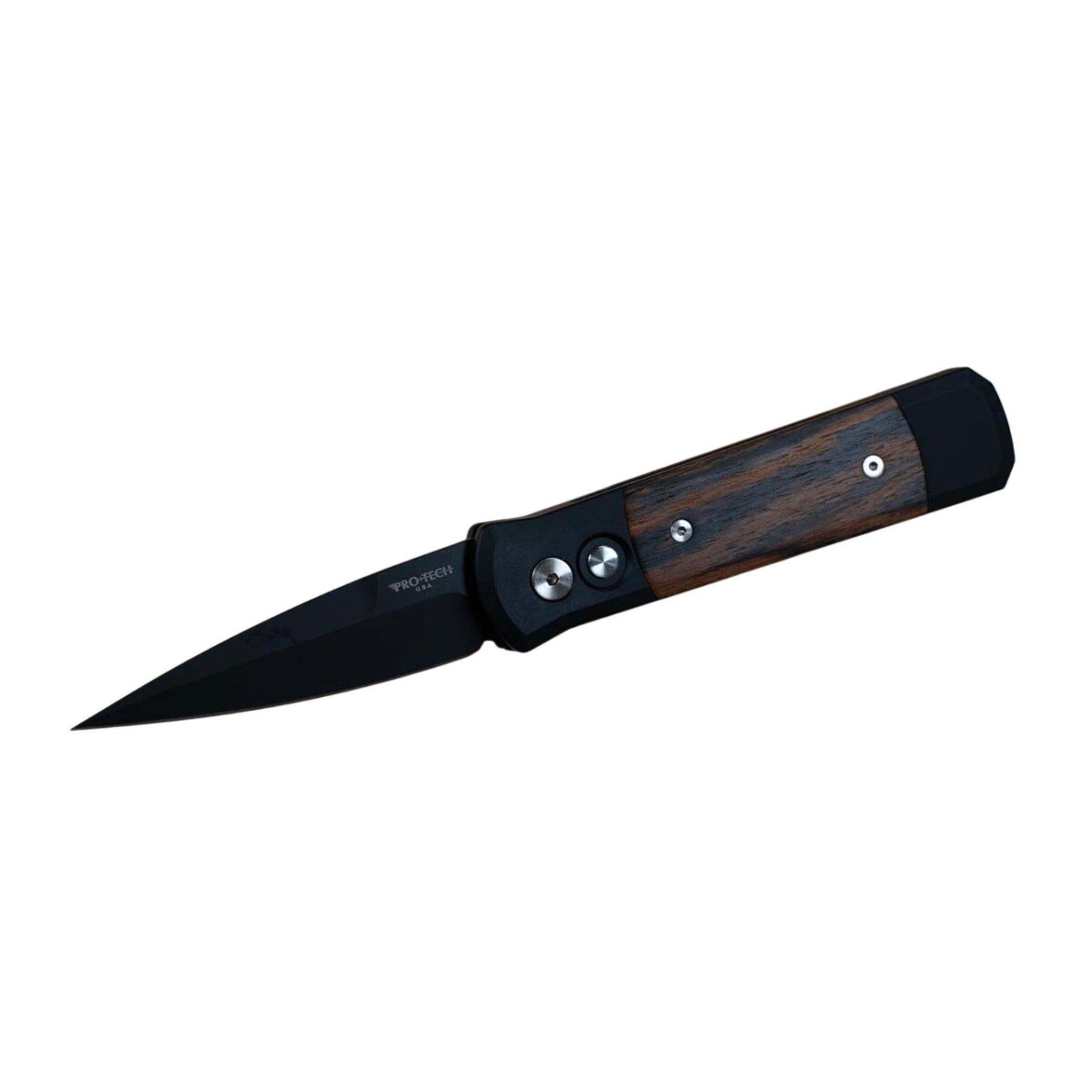 Pro-Tech 707 Godson Bocote Black DLC Spear Point Folding Automatic Knife - Pro-Tech