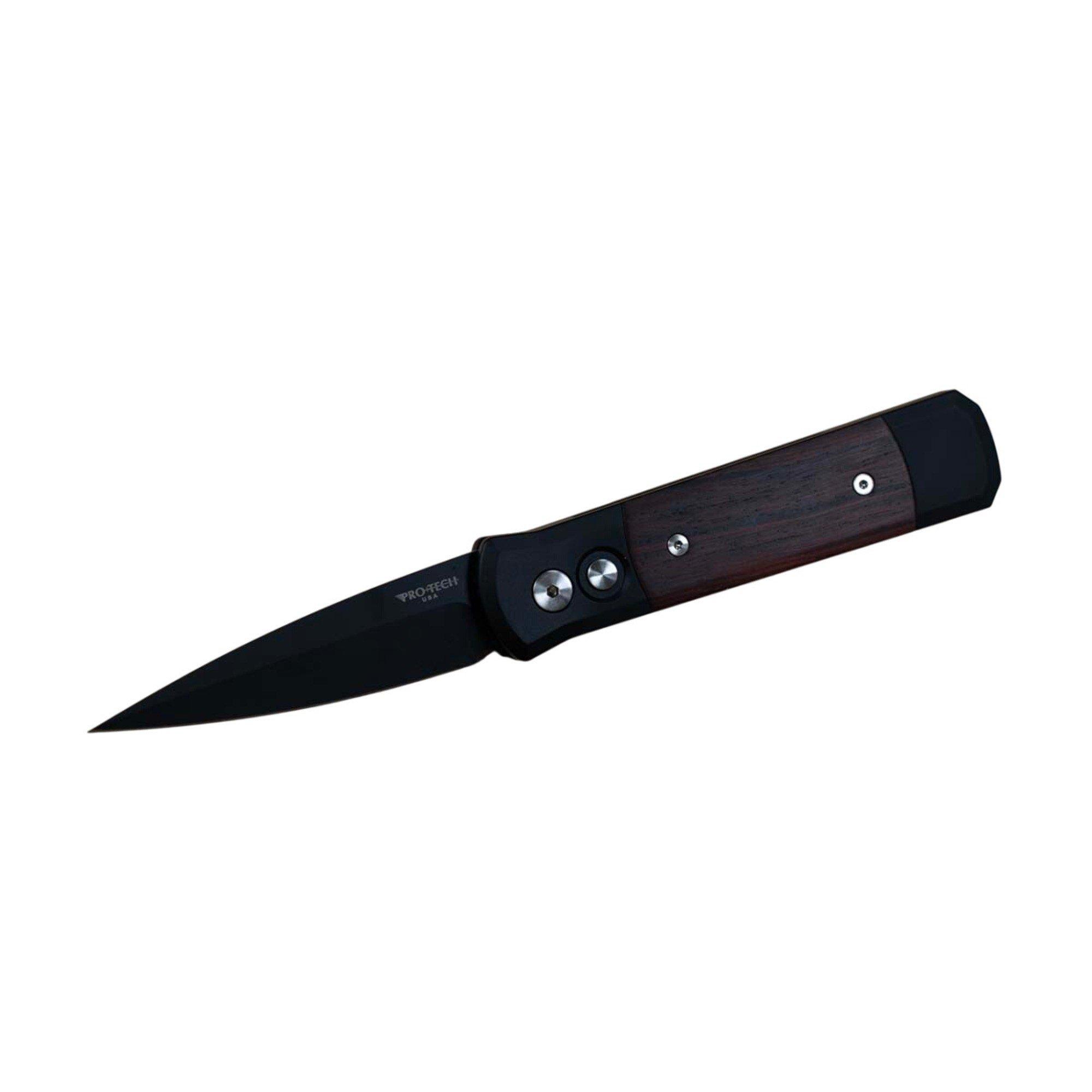 Pro-Tech 707-C Godson Cocobolo Black DLC Spear Point Folding Automatic Knife - Pro-Tech