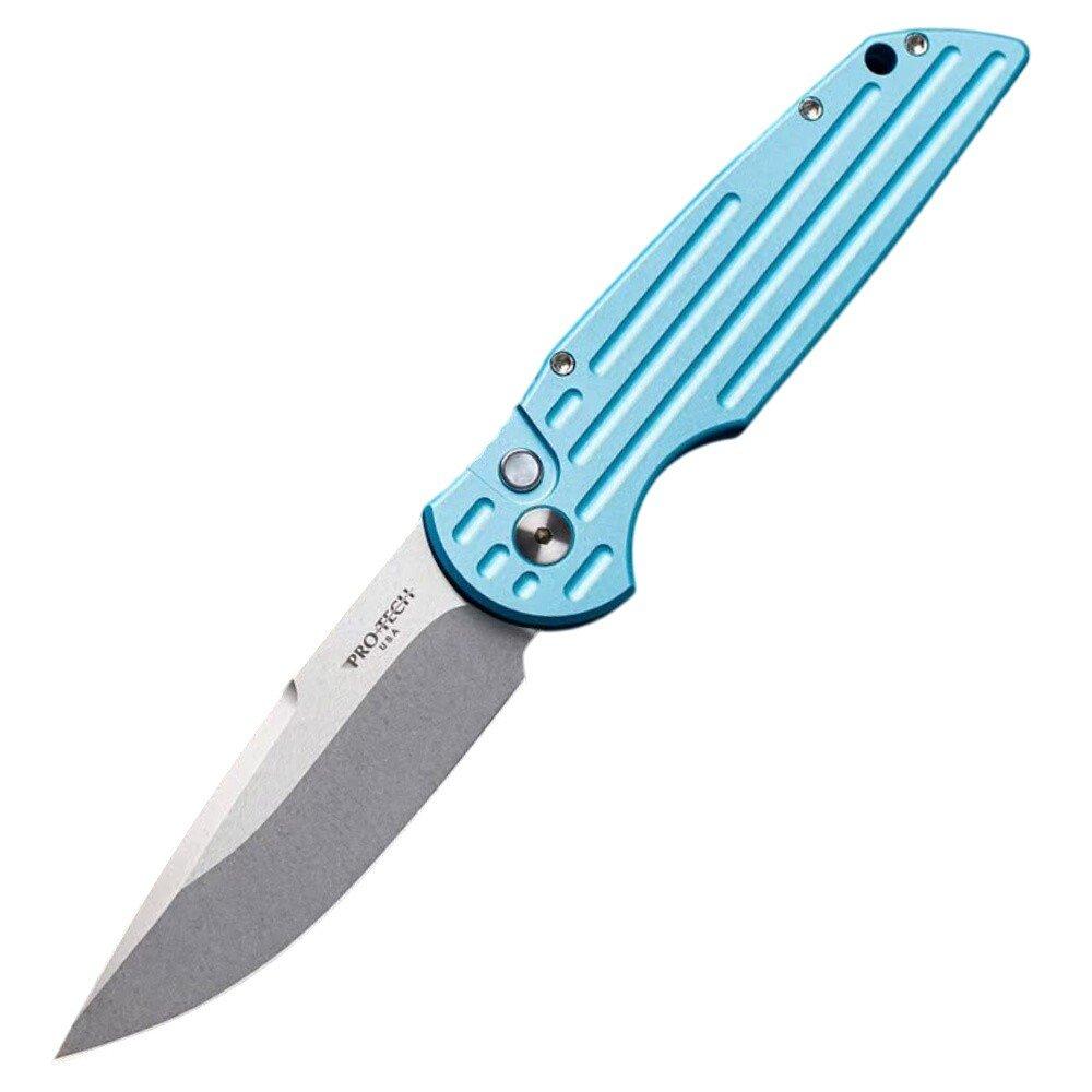 Pro-Tech TR-3 LTD Tactical Response III Stonewashed Tiffany Blue Drop Point Folding Automatic Knife - Pro-Tech