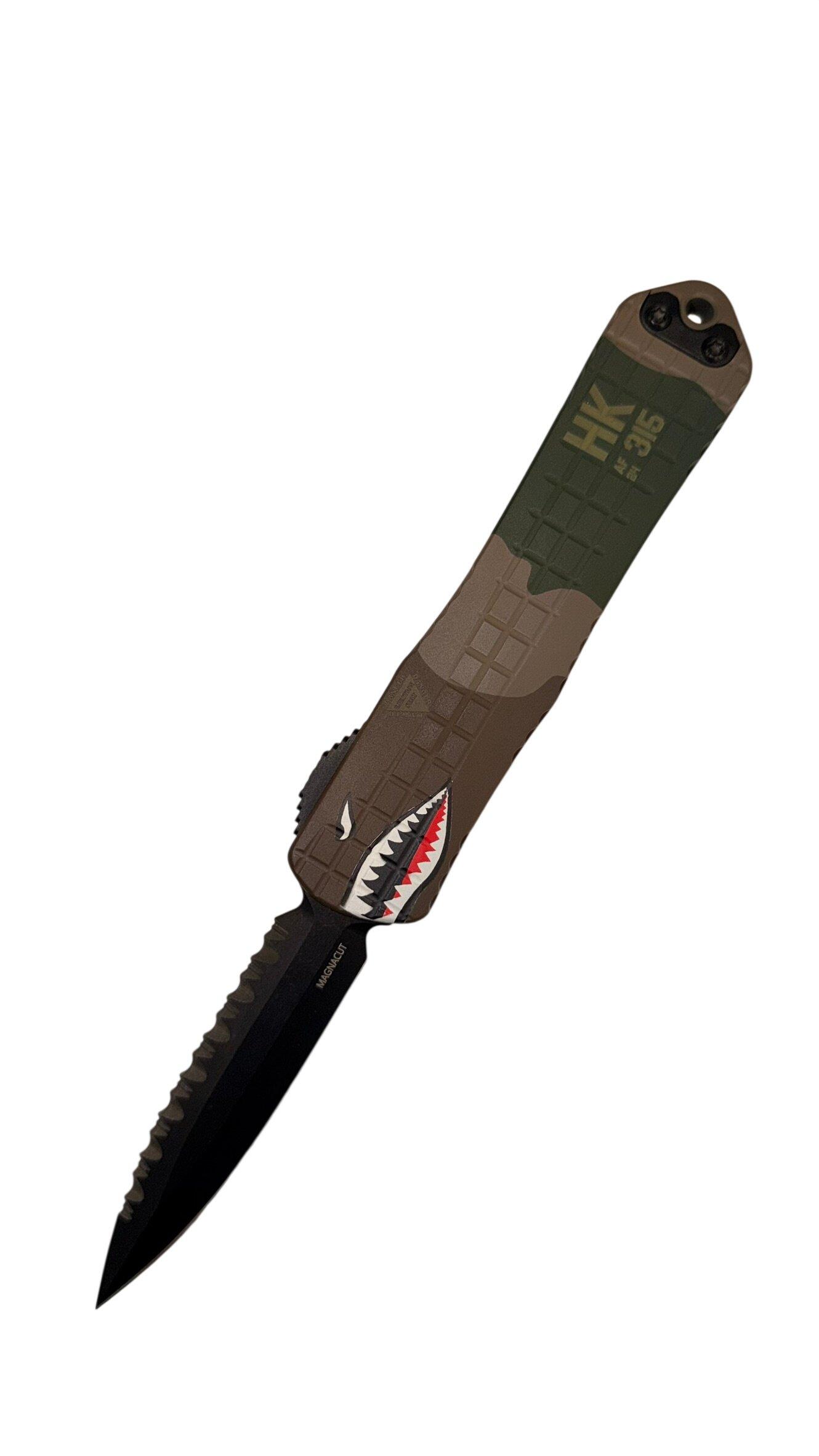 Heretic Knives H028F-6C-A10 Manticore E DLC Serrated Dagger A-10 Edition OTF Automatic Knife - Heretic Knives