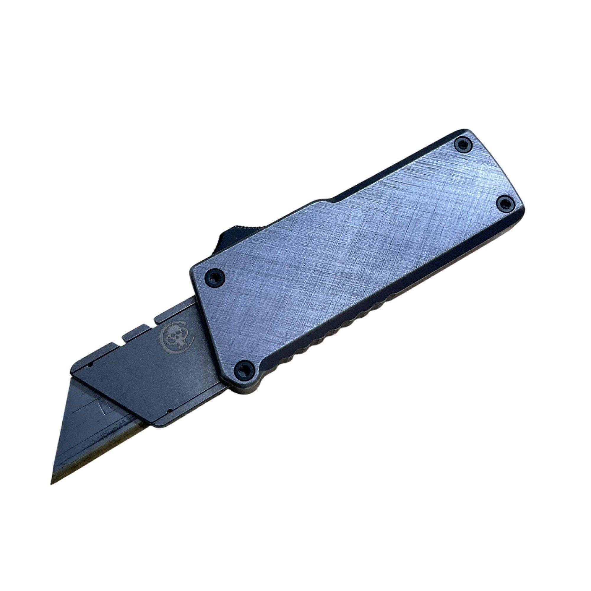 Chaves Knives Handy Utility Blade CHUB Silver Cross Hatch OTF Automatic Knife - Chaves Knives