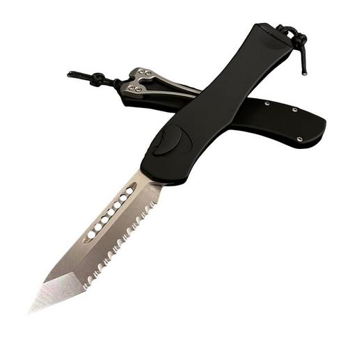 Heretic Knives H406-2C Hydra V4 Stonewashed Serrated OTF Automatic Knife - Primary Image