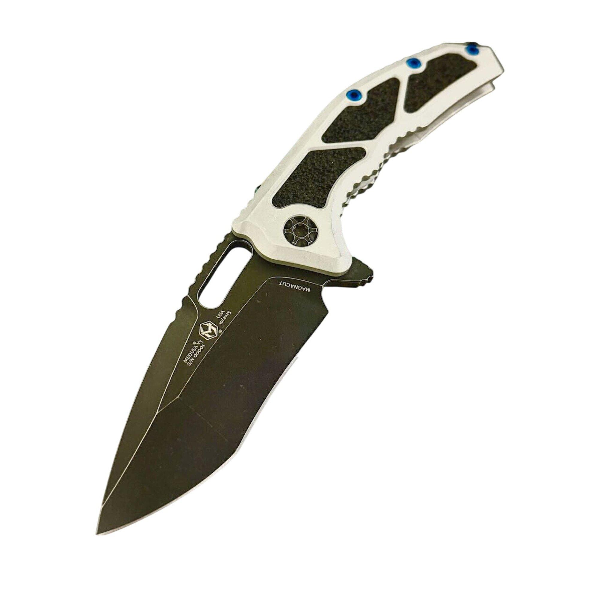 Heretic Knives H010-8A Medusa Battleworn Blizzard MagnaCut Folding Pocket Knife - Heretic Knives