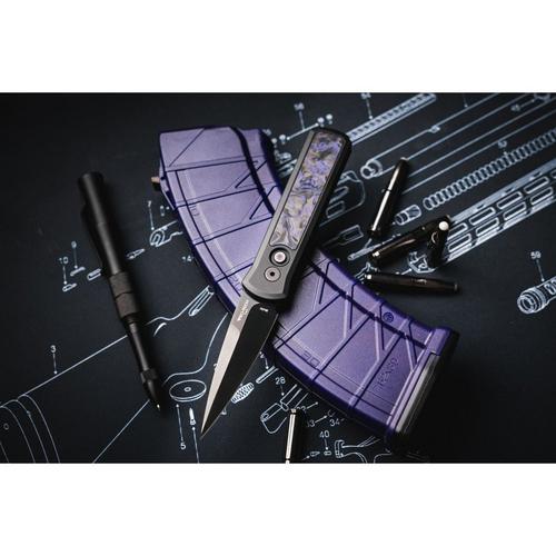 Pro-Tech 7214 Godson Violet Marble Carbon Fiber DLC Folding Automatic Knife - Primary Image