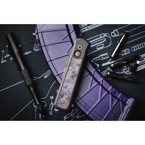 Pro-Tech 7214 Godson Violet Marble Carbon Fiber DLC Folding Automatic Knife - Primary Image