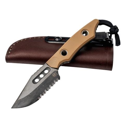 Heretic Knives H065-6B Kobold Bowie Serrated DLC MagnaCut Fixed Blade Knife - Primary Image