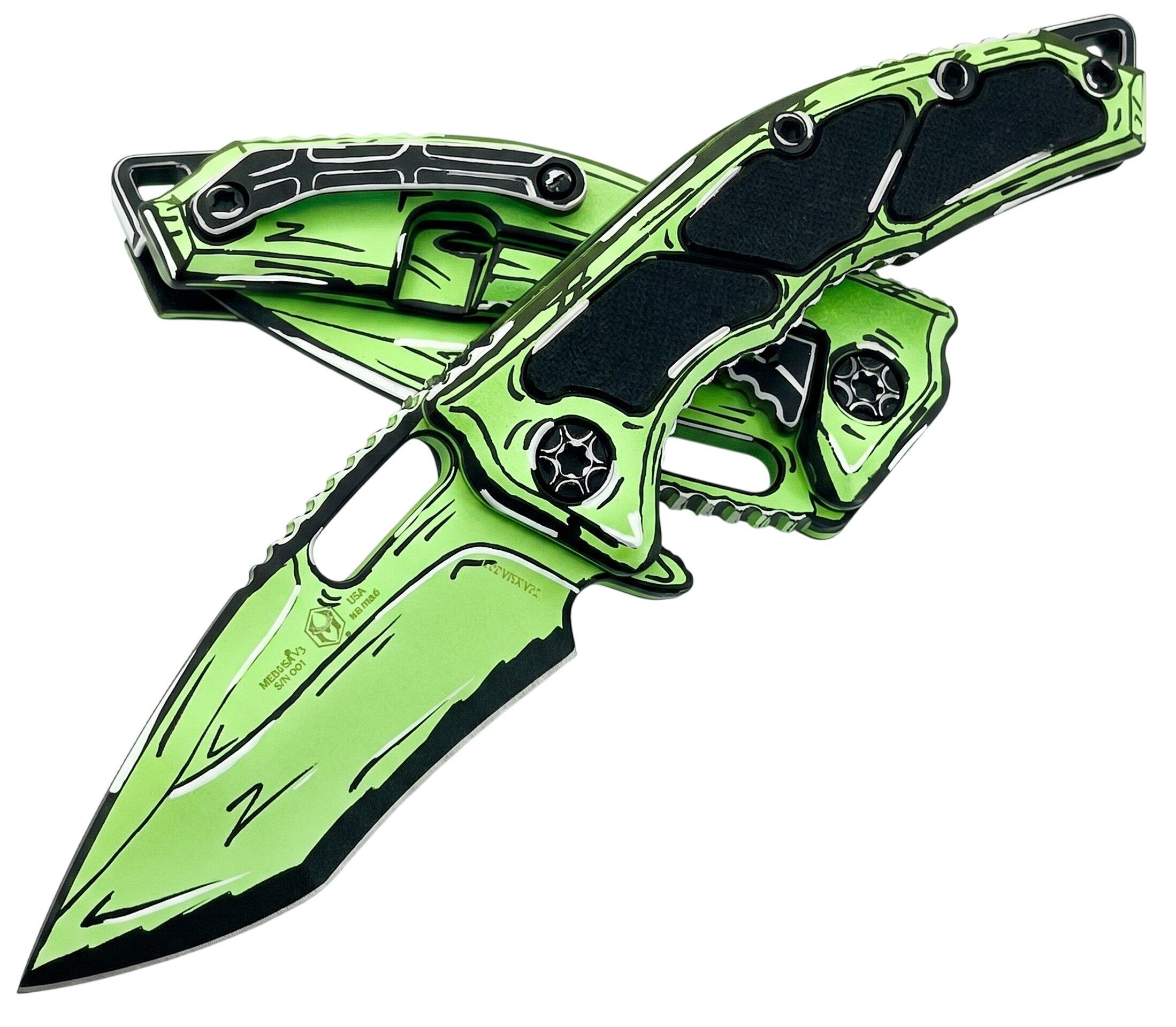 Heretic Knives H010-CS Medusa CPM MagnaCut Cel Shade Folding Pocket Knife - Heretic Knives