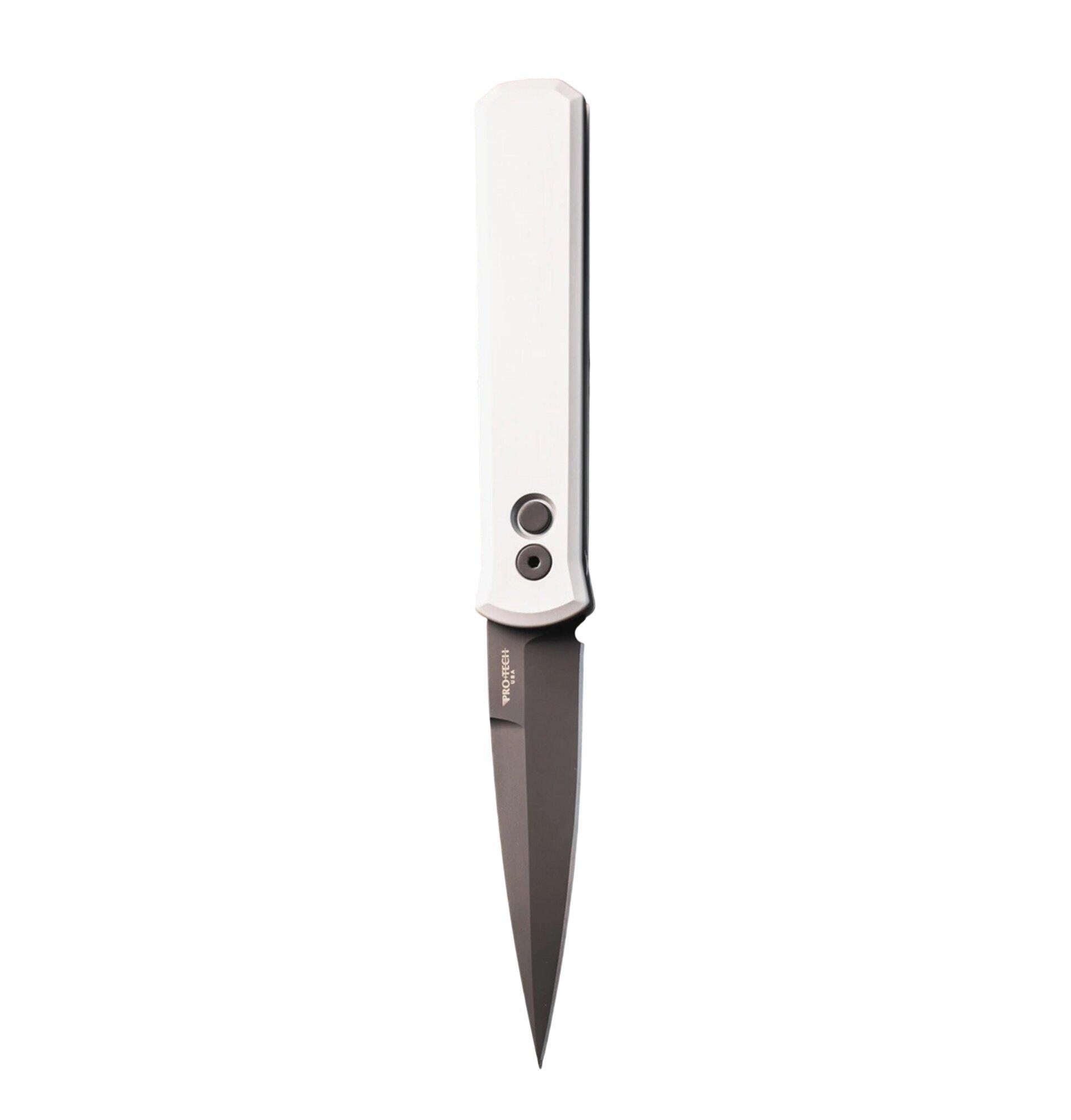 Pro-Tech 921-Silver Godfather DLC Stilleto Folding Automatic Knife - Pro-Tech