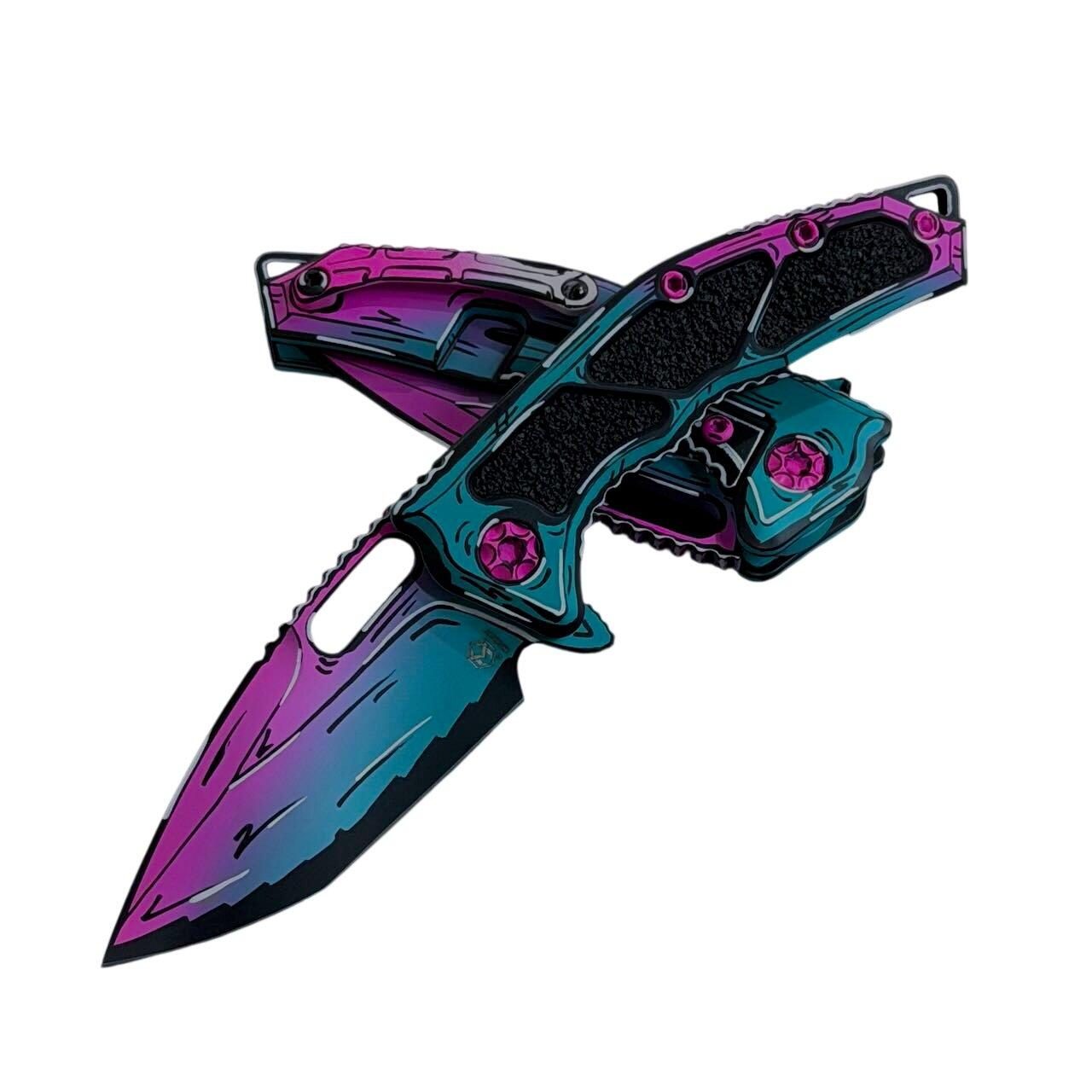Heretic Knives H009-CS-MV Medusa Cel Shaded UV CPM MagnaCut Folding Pocket Knife - Heretic Knives