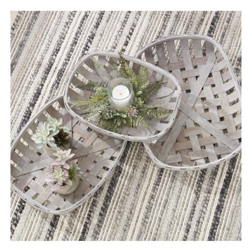K&K Interiors Rectangular Gray Nesting Tray Basket (Sold Separately) - Primary Image