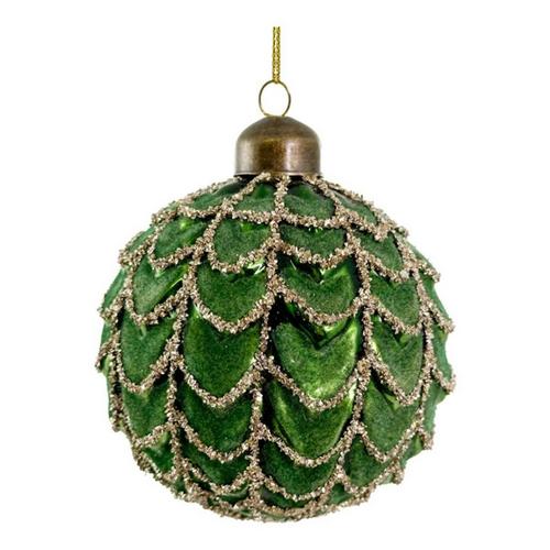SHISHI Glass Garland Ball Velvet Green Silver Glass Glitter Ornament - Primary Image