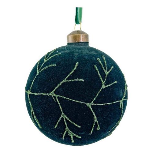 SHISHI Glass Green Velvet Ball with Glitter Branch - Primary Image