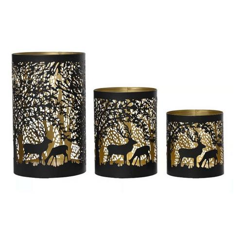 Ace Hardware Decoris 8in Black and Gold Deer Lantern Set - Primary Image