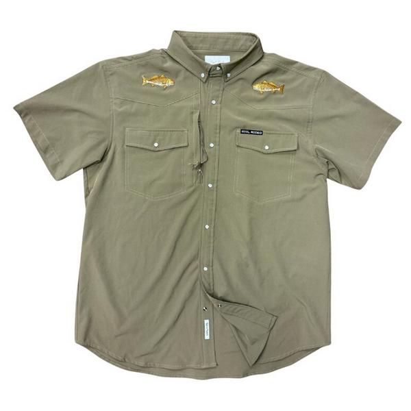 Men's Reel Rodeo Outdoors Redfish Embroidered Pearl Snap Button Up Shirt