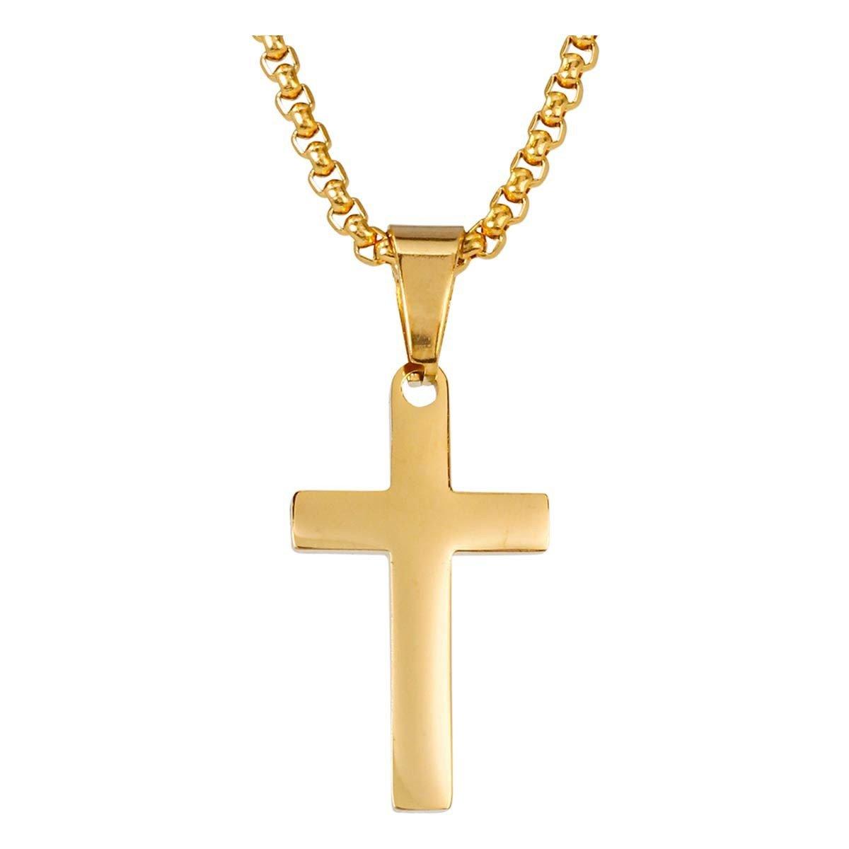 Men's New York Jewelry Stainless Steel Mini Cross Necklace