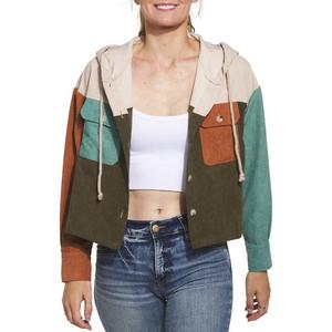 Women's Hem & Thread Corduroy Crop Hooded Jacket
