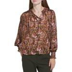 Women's DRESS FORUM Florals Long Sleeve Notch Neck Blouse - Thumbnail 1 of 3
