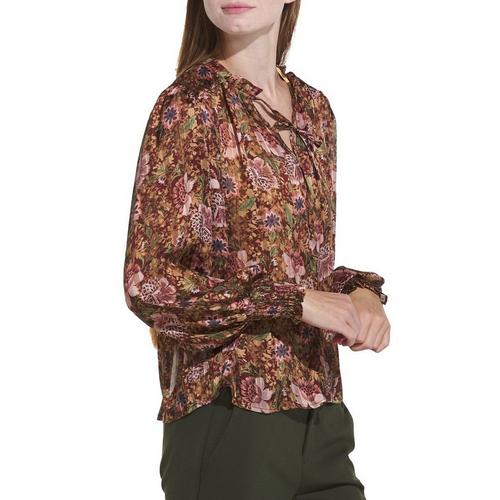 Women's DRESS FORUM Florals Long Sleeve Notch Neck Blouse - Primary Image