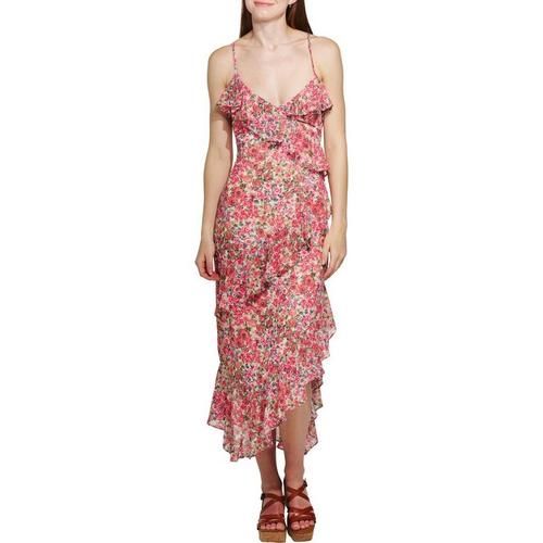 Women's DRESS FORUM Diagonal Ruffle Floral Midi Shift Dress - Primary Image