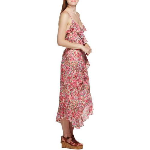Women's DRESS FORUM Diagonal Ruffle Floral Midi Shift Dress - Primary Image