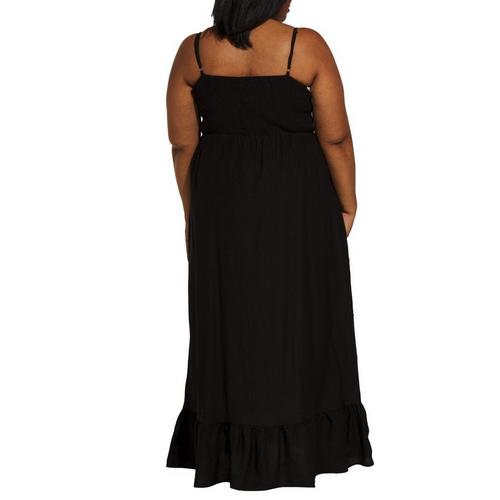 knee length dresses for ladies Green Village Smocking Bodice Ruffle Sleeve Maxi Dress Large main image 1