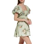 Women's Double Zero Floral Puff Sleeve Square Neck Dress - Thumbnail 2 of 3
