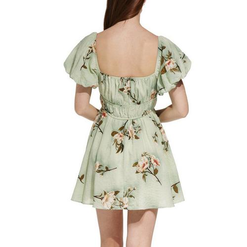 Women's Double Zero Floral Puff Sleeve Square Neck Dress - Primary Image