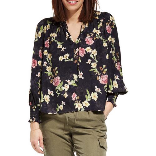 Women's DRESS FORUM Ruffle Neck Long Sleeve Notch Neck Blouse - Primary Image