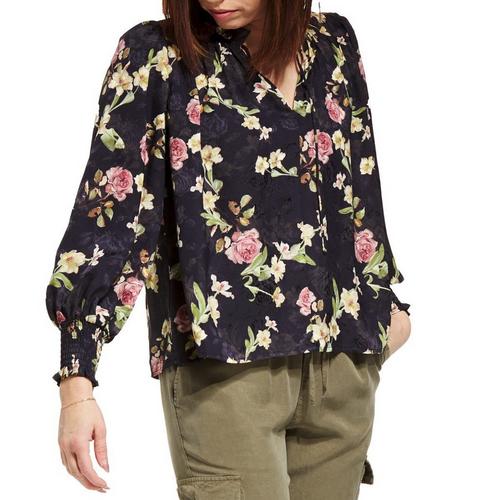 Women's DRESS FORUM Ruffle Neck Long Sleeve Notch Neck Blouse - Primary Image