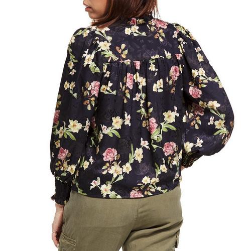 Women's DRESS FORUM Ruffle Neck Long Sleeve Notch Neck Blouse - Primary Image