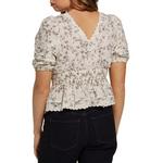 Women's DRESS FORUM Honey Butter Lace Trim Smocked Waist Peplum V-Neck Shirt - Thumbnail 3 of 3