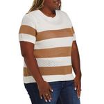 Women's Gilli Plus Size Open Knit Stripe Pullover Sweater - Thumbnail 2 of 3