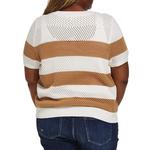 Women's Gilli Plus Size Open Knit Stripe Pullover Sweater - Thumbnail 3 of 3