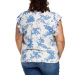 Women's Gilli Plus Size Flutter Sleeve V-Neck Blouse - Thumbnail 3 of 3