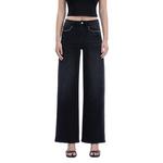 Women's Vervet Silver Dome Nail Head Detail Wide Leg Jeans - Thumbnail 2 of 4