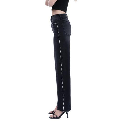 Women's Vervet Silver Dome Nail Head Detail Wide Leg Jeans - Primary Image