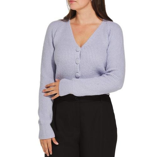 Women's DRESS FORUM Ribbed Button V-Neck Cardigan - Primary Image