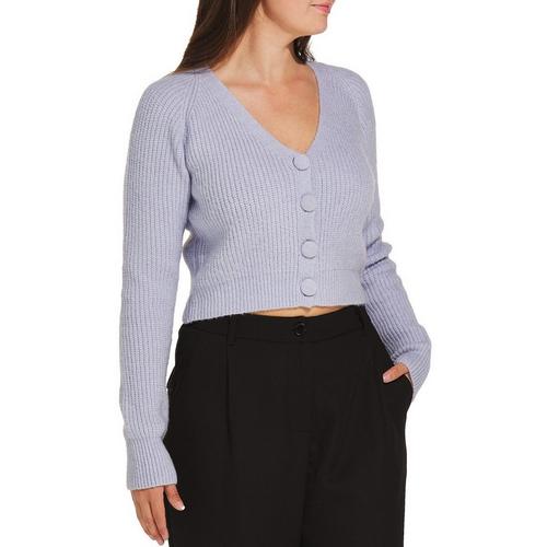 Women's DRESS FORUM Ribbed Button V-Neck Cardigan - Primary Image