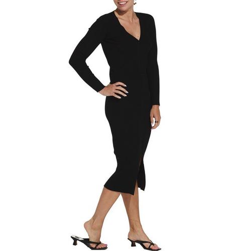 Women's Dress FORUM Cardigan Midi Sweater Dress Large Black