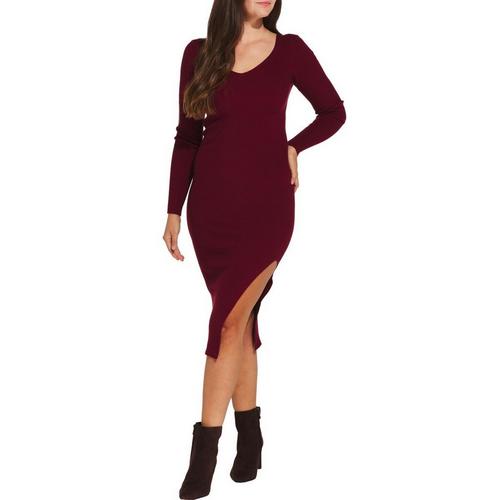knee length dresses for ladies Ruched Long-Sleeve Slimming Midi Dress | Built-In Shapewear