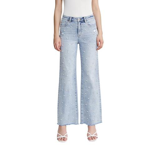 Women's Mica Denim Embellished Wide Leg Jeans - Primary Image