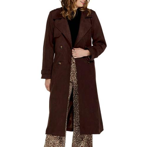 Women's Le Lis Long Suede Trench Overcoat - Primary Image
