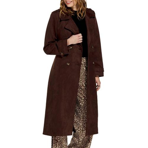 Women's Le Lis Long Suede Trench Overcoat - Primary Image