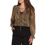 Women's DRESS FORUM Animal Print Long Sleeve V-Neck Blouse - Thumbnail 1 of 3