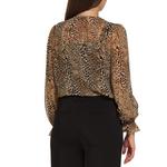 Women's DRESS FORUM Animal Print Long Sleeve V-Neck Blouse - Thumbnail 3 of 3