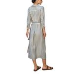 Women's DRESS FORUM Saltwater Stripe Belted 3/4 Sleeve Maxi Shirt Dress - Thumbnail 2 of 3