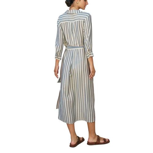 Women's DRESS FORUM Saltwater Stripe Belted 3/4 Sleeve Maxi Shirt Dress - Primary Image