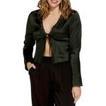 Women's Le Lis Satin Long Sleeve V-Neck Shirt - Thumbnail 1 of 3